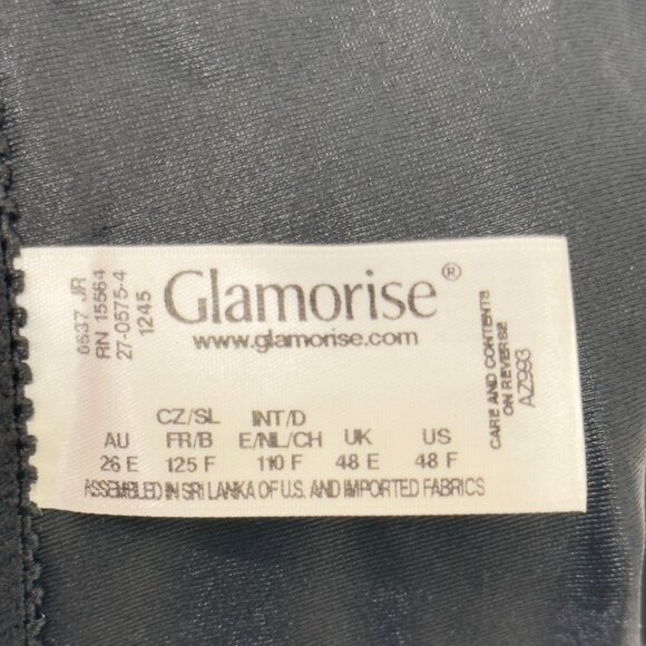 Glamorise Womens Polka Dot Lace Front-Closure Underwire Bra 48F Black/Lavander - Picture 5 of 9